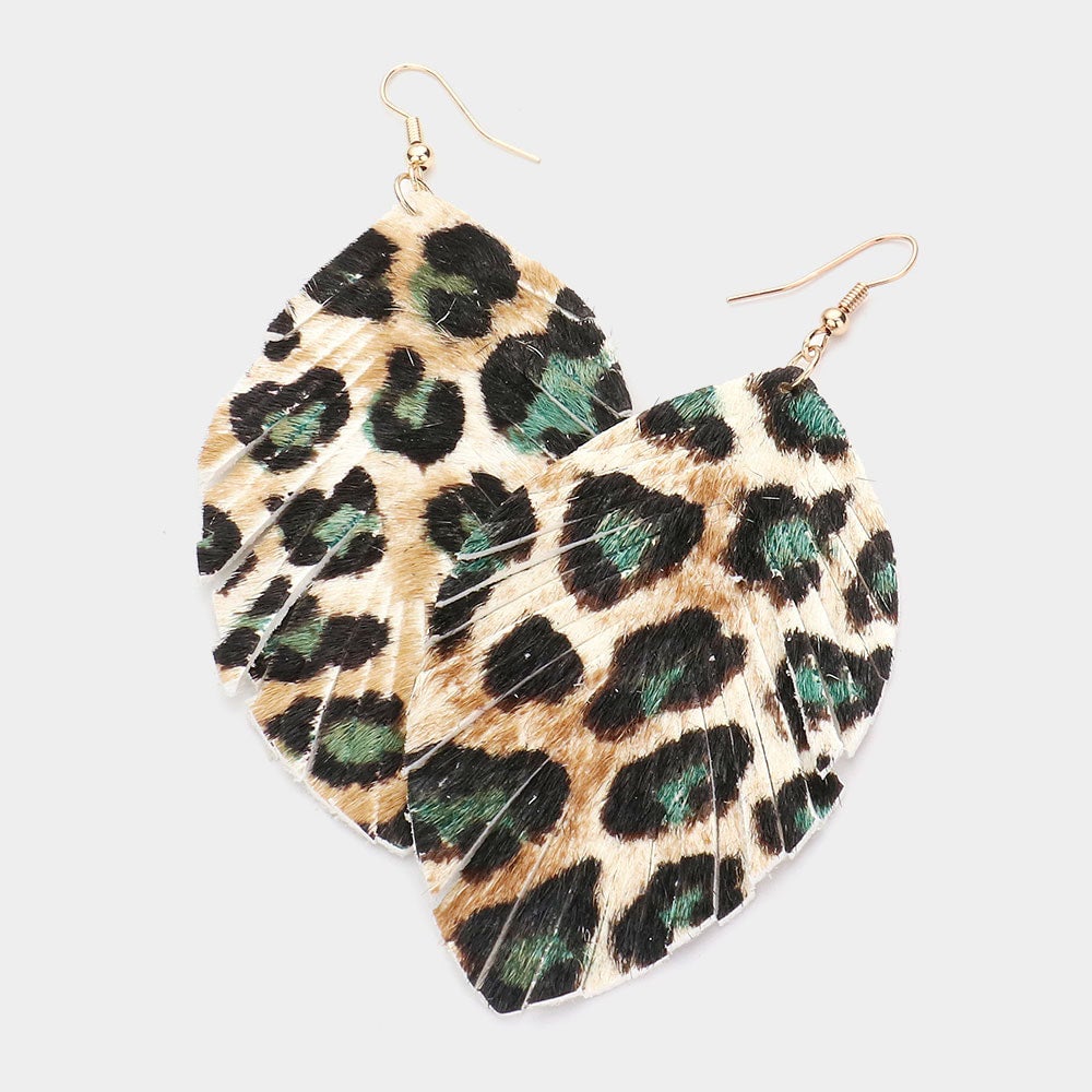 Leopard discount feather earrings